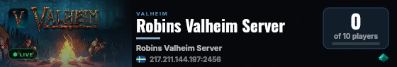 Robins Valheim Server live status badge