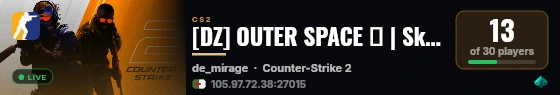 [DZ] OUTER SPACE 🚀 | Skins • Ranks • Agents | Best Ping live status badge