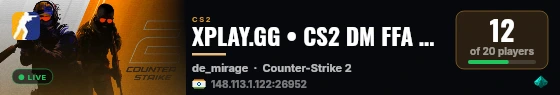 XPLAY.GG • CS2 DM FFA #27 • [IN] live status badge