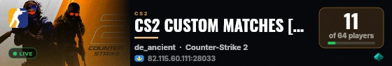 CS2 CUSTOM MATCHES [KZ] — CYBERSHOKE.NET live status badge