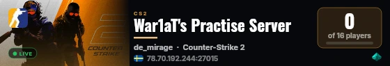 War1aT's Practise Server live status badge
