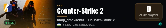 Counter-Strike 2 live status badge