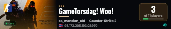 GameTorsdag! Woo! live status badge