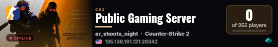 Public Gaming Server live status badge