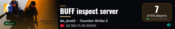 BUFF inspect server live status badge