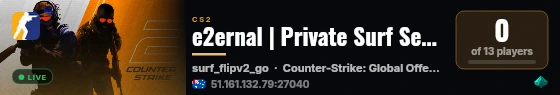 e2ernal | Private Surf Server #18 | kzg.gg live status badge