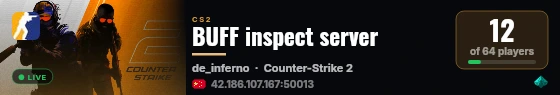BUFF inspect server live status badge