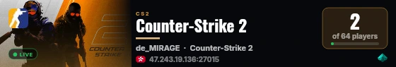 Counter-Strike 2 live status badge