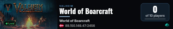 World of Boarcraft live status badge