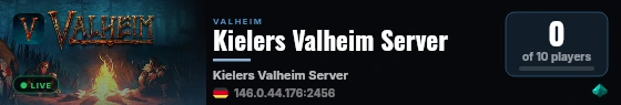 Kielers Valheim Server live status badge