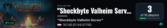 "Shockbyte Valheim Server" live status badge