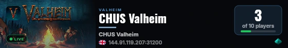 CHUS Valheim live status badge