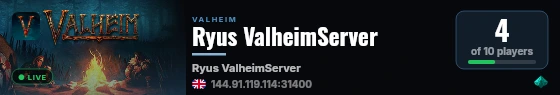 Ryus ValheimServer live status badge