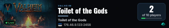 Toilet of the Gods live status badge