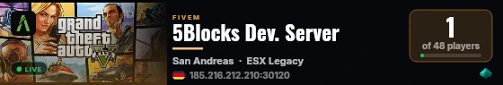 5Blocks Dev. Server live status badge