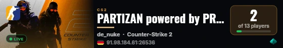 PARTIZAN powered by PRACC.COM live status badge