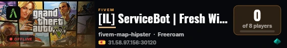 [IL] ServiceBot | Fresh Wipe | Serious RP | PhoenixAC | Casino | Gangbased | Active Staff | Custom Vehicles live status badge