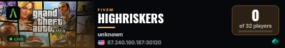 HIGHRISKERS live status badge