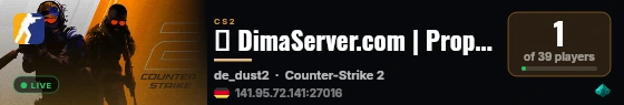 █ DimaServer.com | Prophunt #6 live status badge
