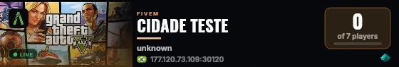 CIDADE TESTE live status badge