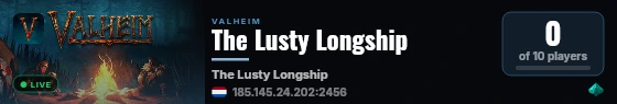 The Lusty Longship live status badge