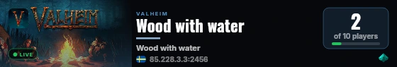 Wood with water live status badge