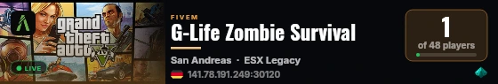 G-Life Zombie Survival live status badge