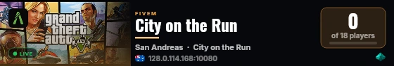 City on the Run live status badge