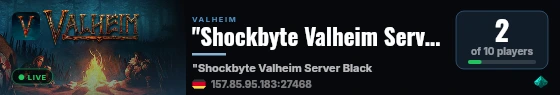 "Shockbyte Valheim Server Blacklist" live status badge