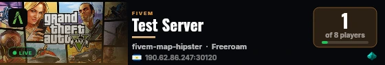 Test Server live status badge