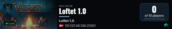 Loftet 1.0 live status badge