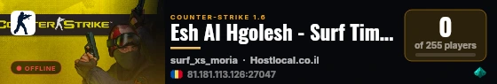 Esh Al Hgolesh - Surf Timer live status badge
