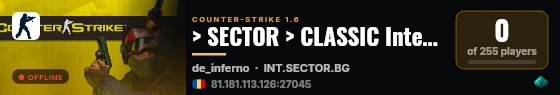 > SECTOR > CLASSIC International 18+ live status badge