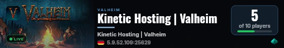 Kinetic Hosting | Valheim live status badge