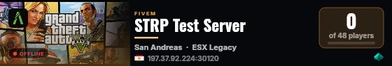 STRP Test Server live status badge