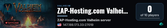 ZAP-Hosting.com Valheim server live status badge