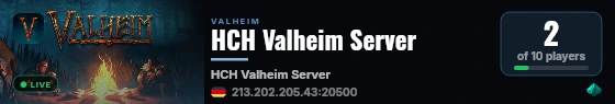 HCH Valheim Server live status badge
