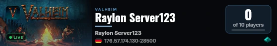 Raylon Server123 live status badge