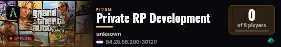 Private RP Development live status badge