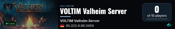 VOLTIM Valheim Server live status badge