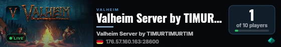 Valheim Server by TIMURTIMURTIMUR live status badge