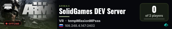 SolidGames DEV Server live status badge