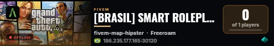 [BRASIL] SMART ROLEPLAY | TEMA PROPRIO | FPS +120 |  25K INICIAL🧡 | LGBTQI+🌈 | WHITELIST AUTOMATICA🤖 | RP LEVADO A SERIO | DISCORD  live status badge