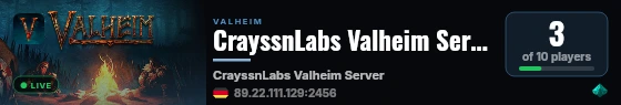 CrayssnLabs Valheim Server live status badge