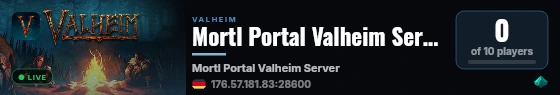 Mortl Portal Valheim Server live status badge