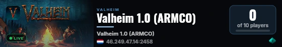 Valheim 1.0 (ARMCO) live status badge