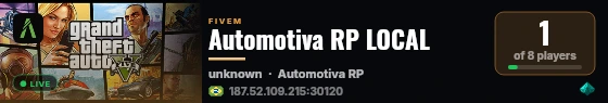 Automotiva RP LOCAL live status badge