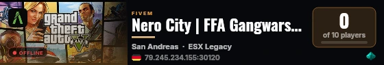 Nero City | FFA Gangwars Lootdrops live status badge