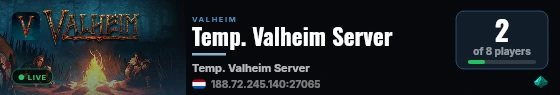 Temp. Valheim Server live status badge