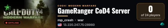 GameRanger CoD4 Server live status badge